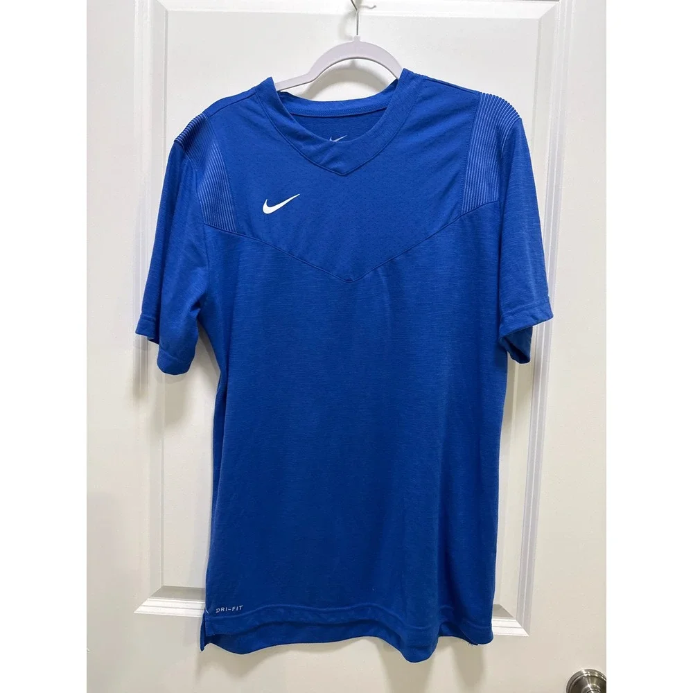 Nike Mens Dri-FIT Soccer Training Jersey Royal Blue V-Neck‎ Short Sleeve Size M